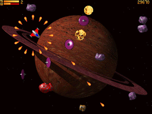 Asteroid-blasting arcade action game featuring superb raytraced graphics.